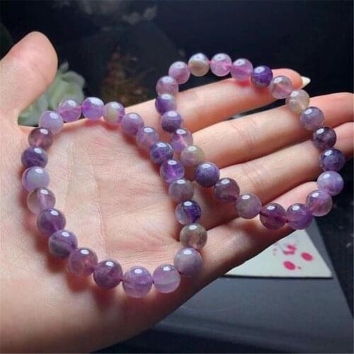 8mm Natural Purple Rutilated Quartz Bracelet For Woman Lady Man Healing Wealth Gift Crystal Beads Gemstone Jewelry Strands AAAAA