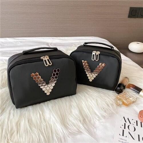 Travel Portable simple fashion cosmetic bag large capacity solid color waterproof Pu wash bag portable cosmetics storage bag