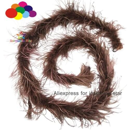 Hot 2M brown Ostrich Feather Plume Boas Scarf Handcraft for Crafts for Wedding Decoration Dance Performance Handcrafts