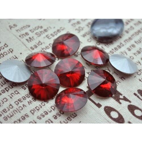 100pcs/lot Siam Color 8mm,10mm,12mm,14mm,16mm,18mm,20mm Chinese Top Quality Round Fancy Stone Rivoli glass beads