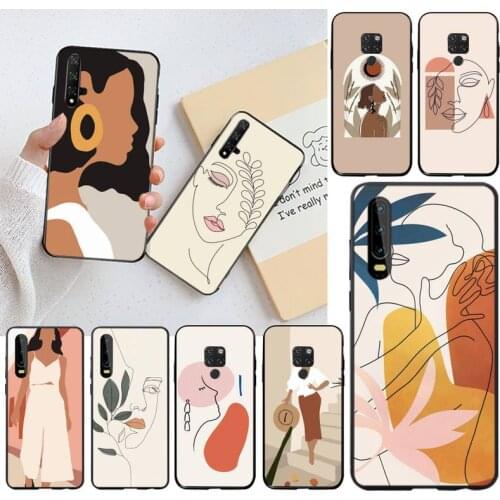 Minimalist art abstract fashion vintage girl Phone Case for Huawei P40 P30 P20 lite Pro Mate 30 20 Pro P Smart 2020 prime