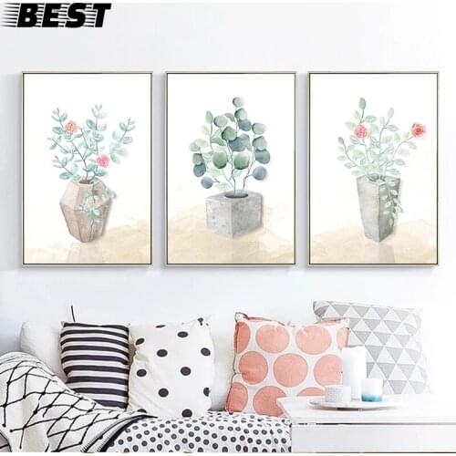 Minimalist Green Plant Poster Flowers Wall Art Print Canvas Painting Wall Decor Nordic Home Decoretion Pictures