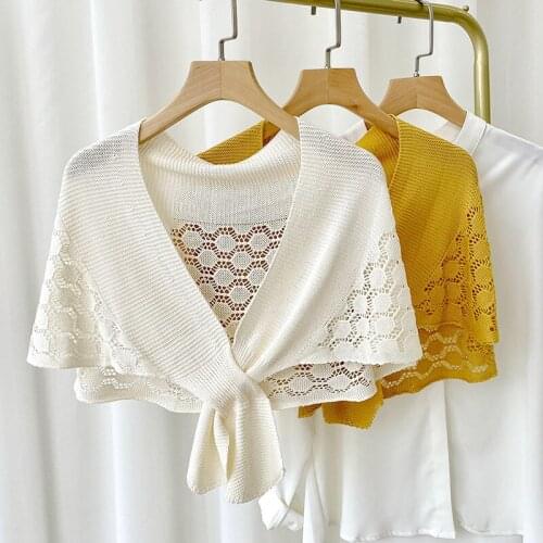 Fashion Women Fake Collars Crochet False Shirt Collar Female Adjustable Blouse Sweater Neckline Detachable Lace-up Decor