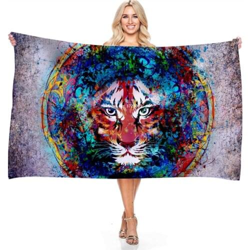 Fashion Tiger Wolf Lion Rectangular Bath Towel 3D Digital Print Microfiber Quick-dry Absorbent Swimming Beach Towel
