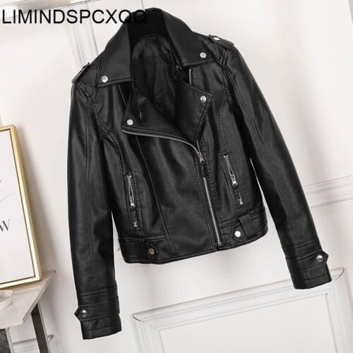 Fashion Slim Women Faux PU Leather Jackets Casual Biker Motorcycle Clothing Female Punk Streetwear Spring Autumn Short Coat 2021