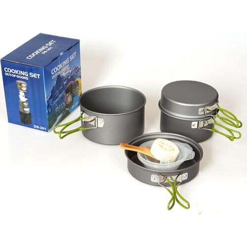 Camping Cookware Mess Kit, Non-Stick Lightweight Pots Pan Set for Camping, Backpacking, Outdoor Cooking and Picnic