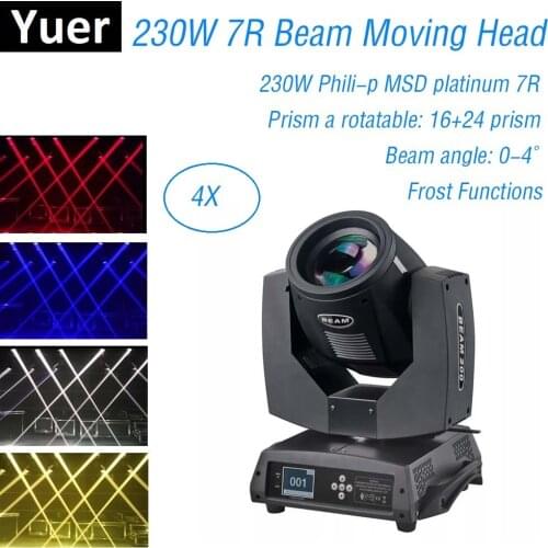 Flight Case 4Pcs Sharpy Beam Lyre 230W Beam 7R Moving Head Light DMX Moving Head Beam For DJ Night Club Light Party Stage Light