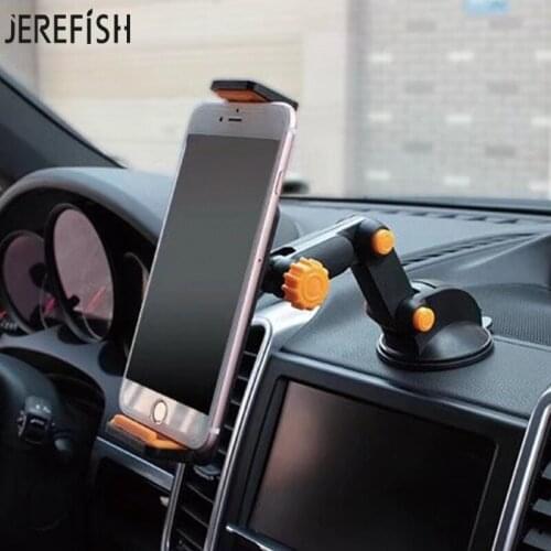 JEREFISH Adjustable 2 in1 360 Degree Scalable Car Dashboard Sucker Mount Mobile Phone Holder Universal For Samsung Tablet GPS