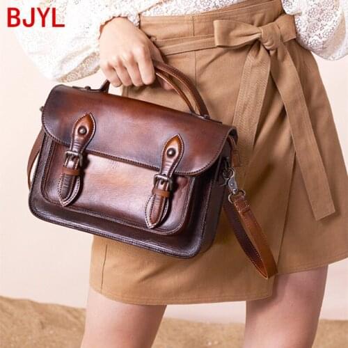 Retro leather handbag women shoulder bag simple cowhide leather handmade female messenger bags ladies leather handbags 2020 new