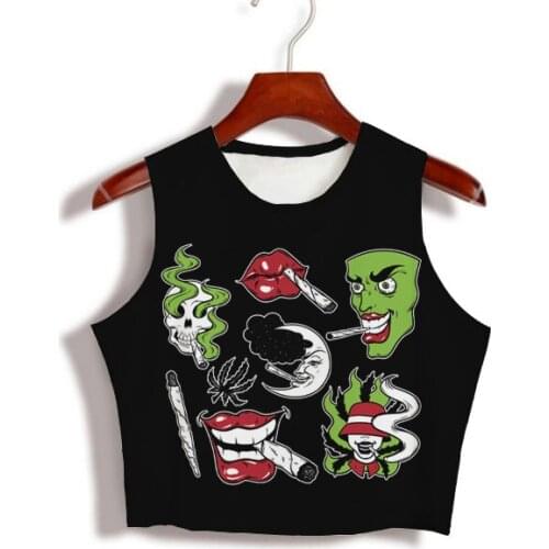 Custom Made your own designs Sublimation Print Budd Party - Fun 420 - Get lit Milk Silk sleeveless Crop Tops