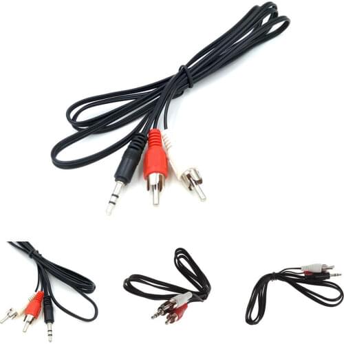 3.5mm Plug Jack Connector to 2 RCA Male Music Stereo Adapter Cable Audio AUX Line for Mobile Phone TV MP3 Sound Speakers 1M