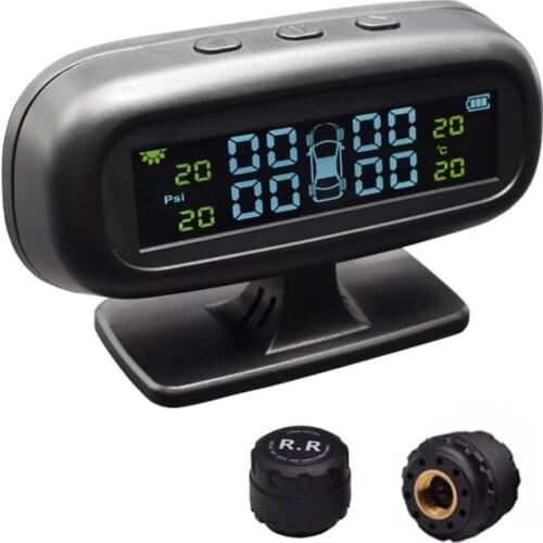 Solar Power Digital TPMS Wireless Car Tyre Pressure Monitor Monitoring System Digital LCD Display Auto Security Alarm