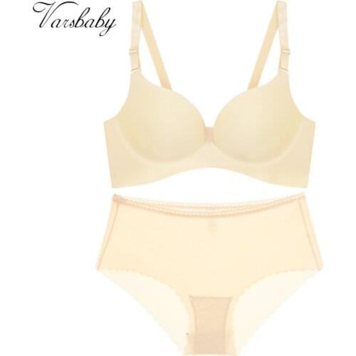 Varsbaby Glossy wire free gathered underwear womens suit simple one-piece comfortable bra set