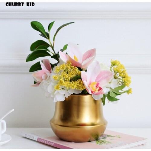 High simulation artificial flower with vase decoration Floral fake flower arrangements set silk flower Table flower decoration