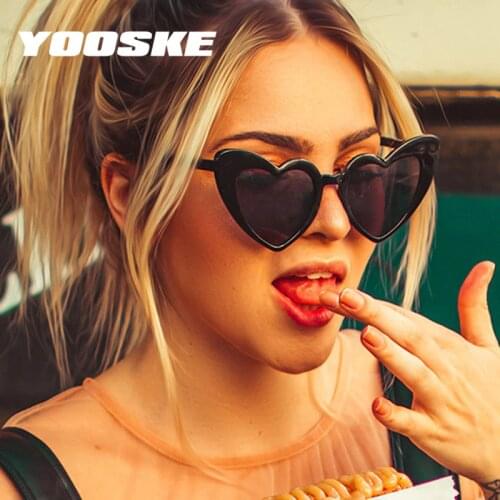 YOOSKE Love Heart Sunglasses Women Big Frame Personality Sunglass Fashion Cute Sexy Retro Cat Eye Vintage Sun Glasses Female