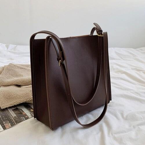 HISUELY Womens Tote Bags 2021 High Quality Simple Shoulder Bag High Quality PU Leather Handbags Large Capacity All-match Bag Q1