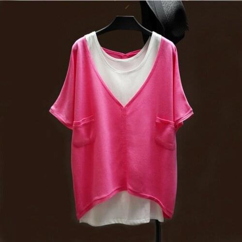 Solid Loose 2 Pieces Women T-Shirts Sets Summer New 2021 O-Neck Batwing Sleeved Casual All Match Female Pulls Tops Tees