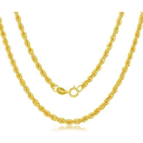 MADALENA SARARA AU750 Pure 18k Yellow Gold Twist Rope Thick Chain Necklace 16"18"20"