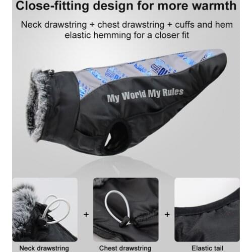 Winter Warm Pet Clothing Fleece Dog Vest Thicken Coat Reflective Waterproof Furry Collar Jacket for Small Medium Large Dogs