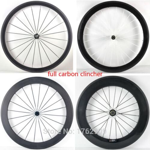 1pair New 700C 38/50/60/88mm clincher rims road bike 3K UD 12K full carbon fibre bicycle wheelsets 20.5/23/25mm width Free ship