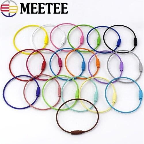 10/20/50pcs Meetee 1.5*150mm KeyChain O D Rings Buckles Screw Lock Paint Wire Rope Cable Key Holder Ring 19 Colors AP430
