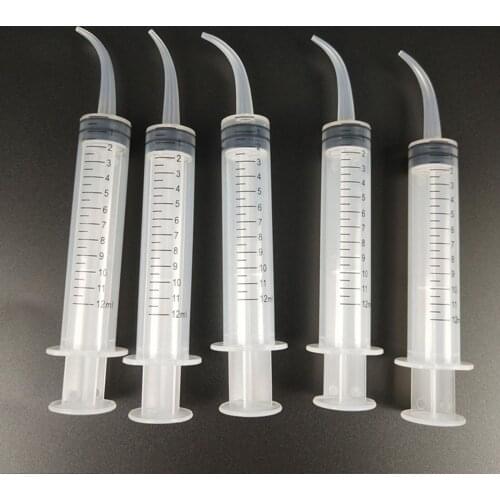 10Pcs 12ML Plastic D ental Irrigation Aspirating Syringe Rinse Teeth Whitening Flexible Composite Resin for Measuring