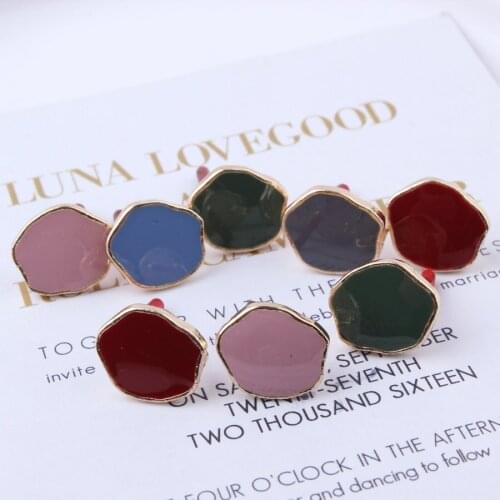 10pcs/lot 13*15mm Irregular Stud Earrings Enamel Hypoallergenic Candy Color Alloy Pendant Connectors For DIY Jewelry Findings