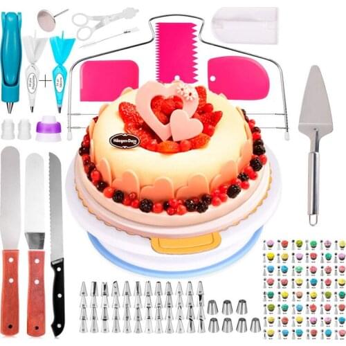 124 PCS/Set Cream Cake Turntable Kit Cookie Baking Tools Icing Nozzles Tool Piping Pastry Bag Cupcake Decorating Nails CT2267