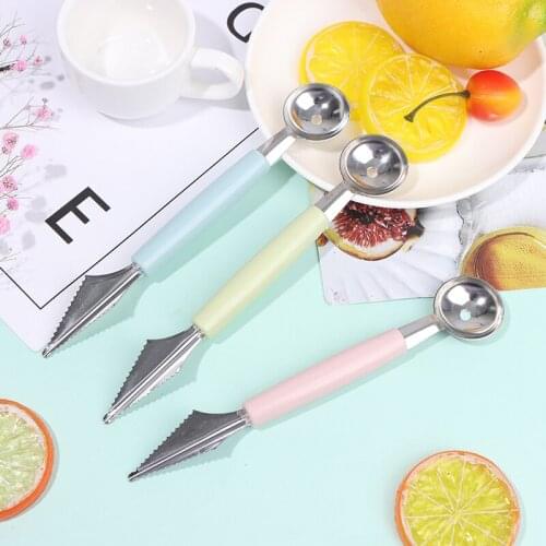 2 In1 Dual-head Stainless Steel Carving Knife Fruit Watermelon Ice Cream Baller Scoop Stacks Spoon Home Kitchen Accessories