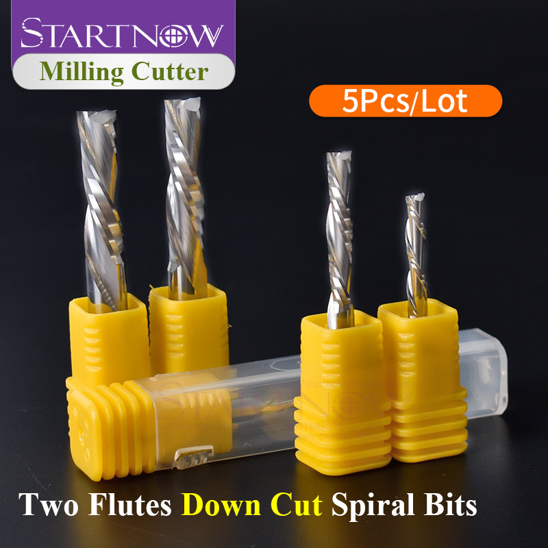 Startnow 1Pcs End Mill Cutting Bit Down Cut Double Flute Spiral Bits AAA Milling Cutter CNC Tool Tungsten For Woodworking Parts