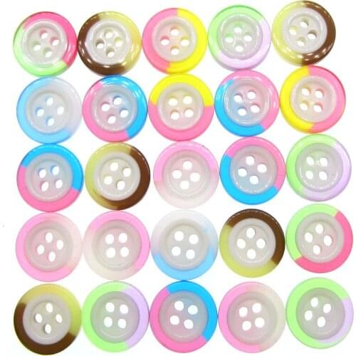 50pcs 1/2" Mixed 4-holes Resin Buttons Clear Colourful Buttons For Scrapbooking Crafts Sewing Accessories 13mm