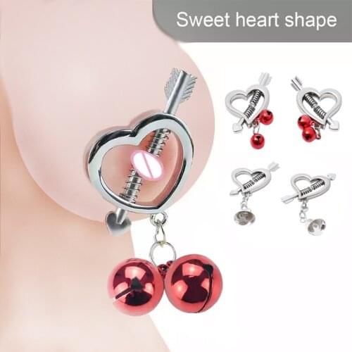 Bdsm Bondage Sex Product Of Heart Shape Nipple Clamp With Bell For Women Fetish Breast Labia Clip Stimulation Massage SM Sex Toy