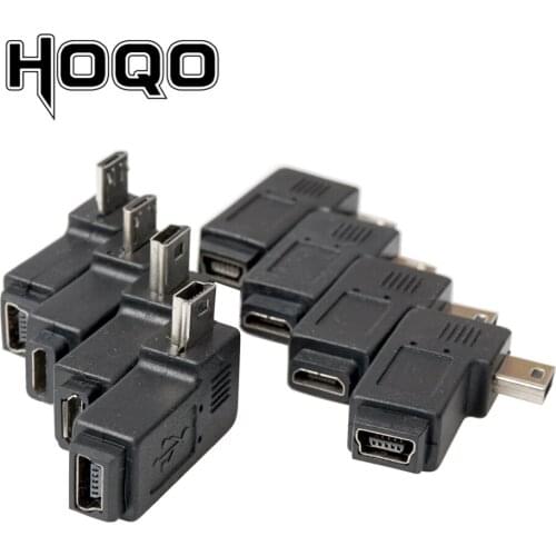 Free DHL 100PCS mini usb micro usb adapter 90 degree left right angle mini-usb to micro-usb male to female data charge connector