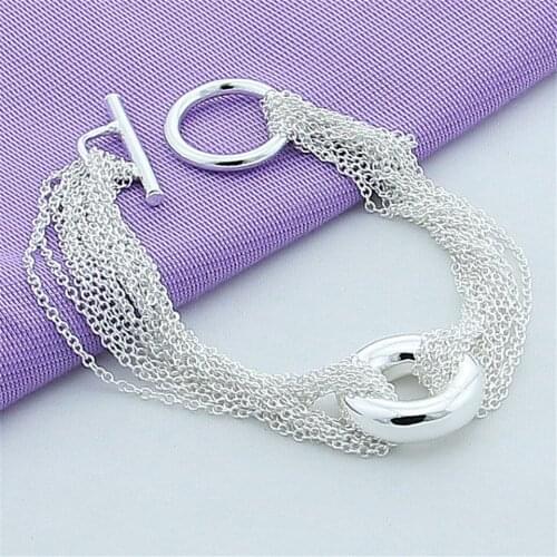Fashion 925 Silver Multi Layer Tassel Chain Round Jewelry Bracelet Girls Women Jewelry Accessories Gift