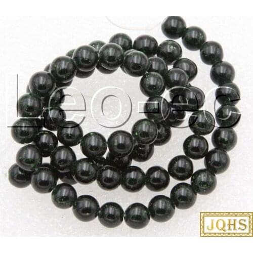Natural 6mm round star green sand Stone Loose Beads for Jewelry Making Strand 15" DIY v1670