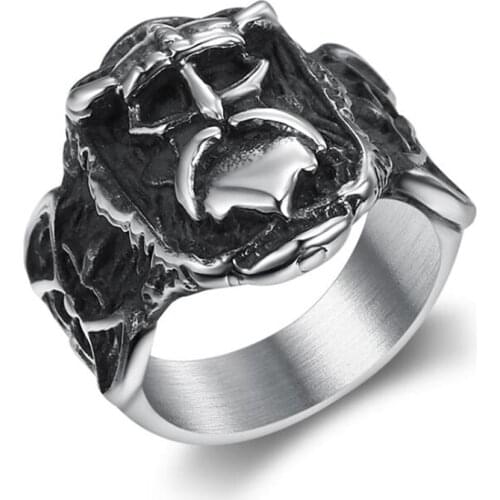 CFBulongs Retro 316L Stainless Steel Steel Helmet Viking Mens Ring Odin High Quality Amulet Punk Men Jewelry