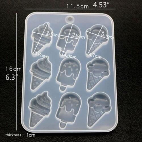 Simulated Food Resin Mold Ice Cream Cones Cute Food Keychain Pendant Silicone Resin Mold Jewelry Making Tools
