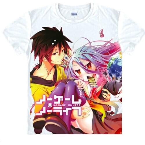 Coolprint No Game No Life T-Shirt Shiro Shirt Mens Clearance Anime Cute Womens Short Sleeve Womens T-Shirts a