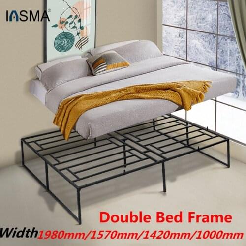 For 500kg lbs Adult Kids Double Bed Frame Solid Metal 1.98/1.57/1.42/1m Home Light Luxury&Iron Art Nordic Thick Double Bed Frame