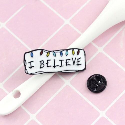 Dialogue Box Printed With I Believe Shape Brooch Chaste Cute And Romantic Style Pins Gift For Lover Chaste Autumn New Product
