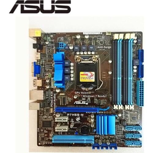 For ASUS P7H55-M Motherboard LGA 1156 DDR3 16GB For Intel H55 P7H55 Desktop Mainboard SATA II PCI-E X16 Used AMI BIOS