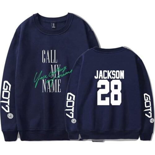 Fashion Cool Got7 JACKSON 28 Kpop Hoodie Pullover Men Women Capless Sweatshirts Long Sleeve O-neck Male Hoodies White Black Tops