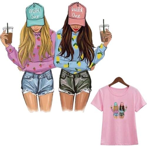 Fashion Girl Patches Good Sisters Clothing Stickers Washable Stripe Eco-Friendly Diy T-Shirt Appliques On Clothes