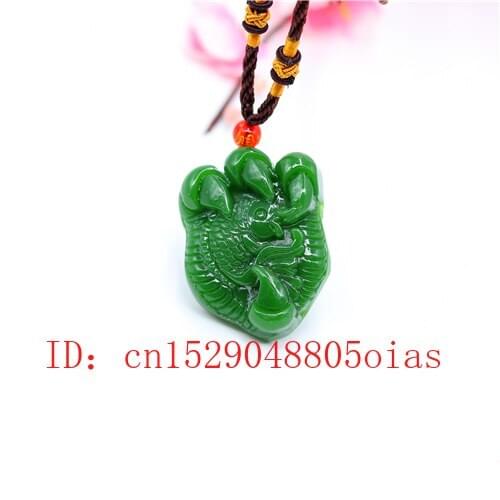 Natural Green Chinese Jade Eagle Claw Pendant Carp Necklace Charm Jadeite Jewelry Carved Amulet Fashion Accessories Gifts