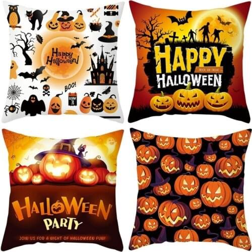 Halloween Pillowcase Pumpkin Bat Ghost Cartoon Car Sofa Cushion Waist Pillowcase Halloween Decoration Supplies Haloween Ornament