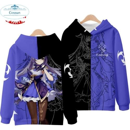 New 3D Printed Hooded Sweatshirt for Game Genshin Impact Diluc Fleece Hoodies Keqing Klee Cosplay Thicken Top Coat Fashion