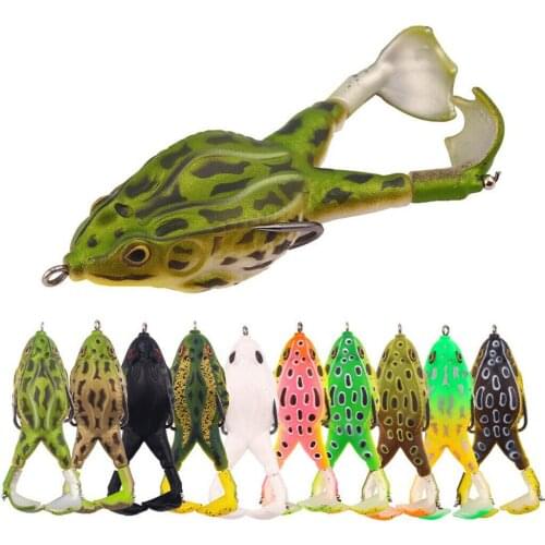 1pc Silicone Artificial Frog Lure Fishing Lure Double Propeller Frog Soft Bait Crank Wobbler Jig Trolling Soft Lure Fishing Gear