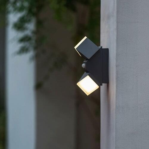 Adjustable light angle Human body induction Smart switch household IP54 waterproof outdoor lighting wall lamp