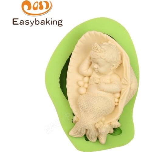 Big Baby Princess Mermaid Fondant Silicone Soap Mold Cake Decorating Art & Craft Mould Kitchen Baking Tools for Resin