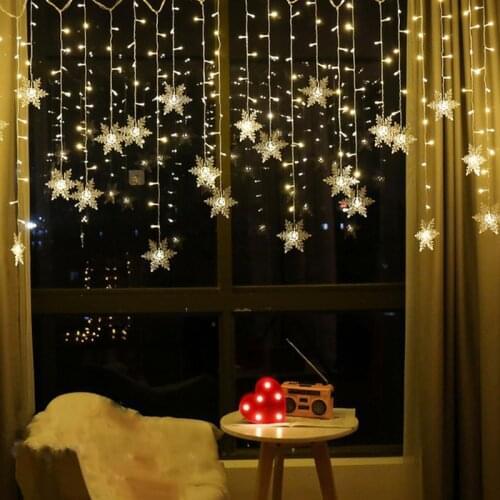 Led Curtains String Lights Flashing Lights Christmas Snowflakes Curtain Light Holiday Party Party Decoration Window Fairy Light